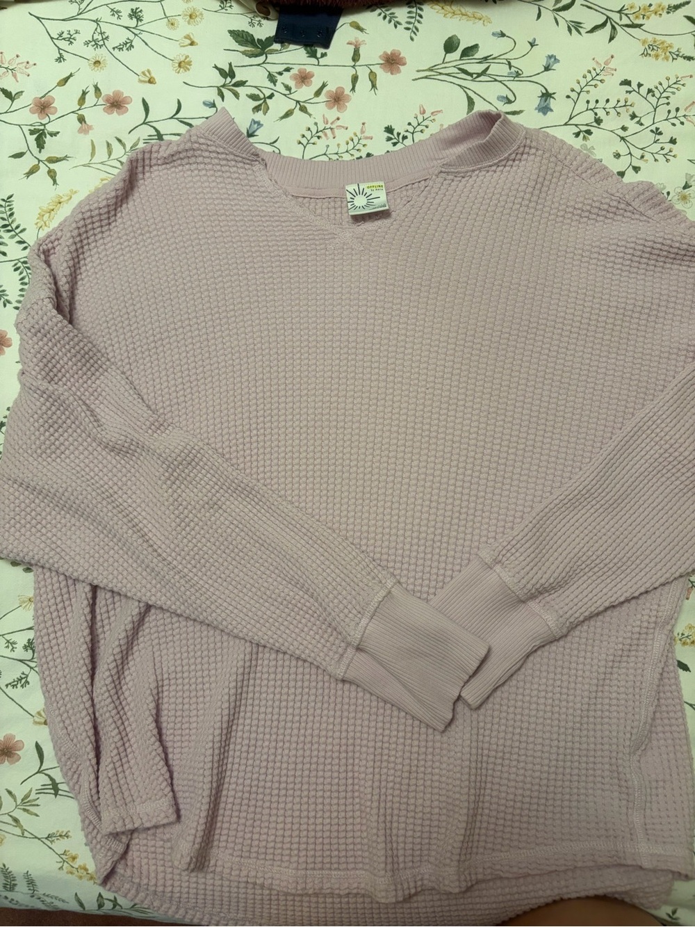 Light Mauve Waffle Knit Women's Sweater - offline